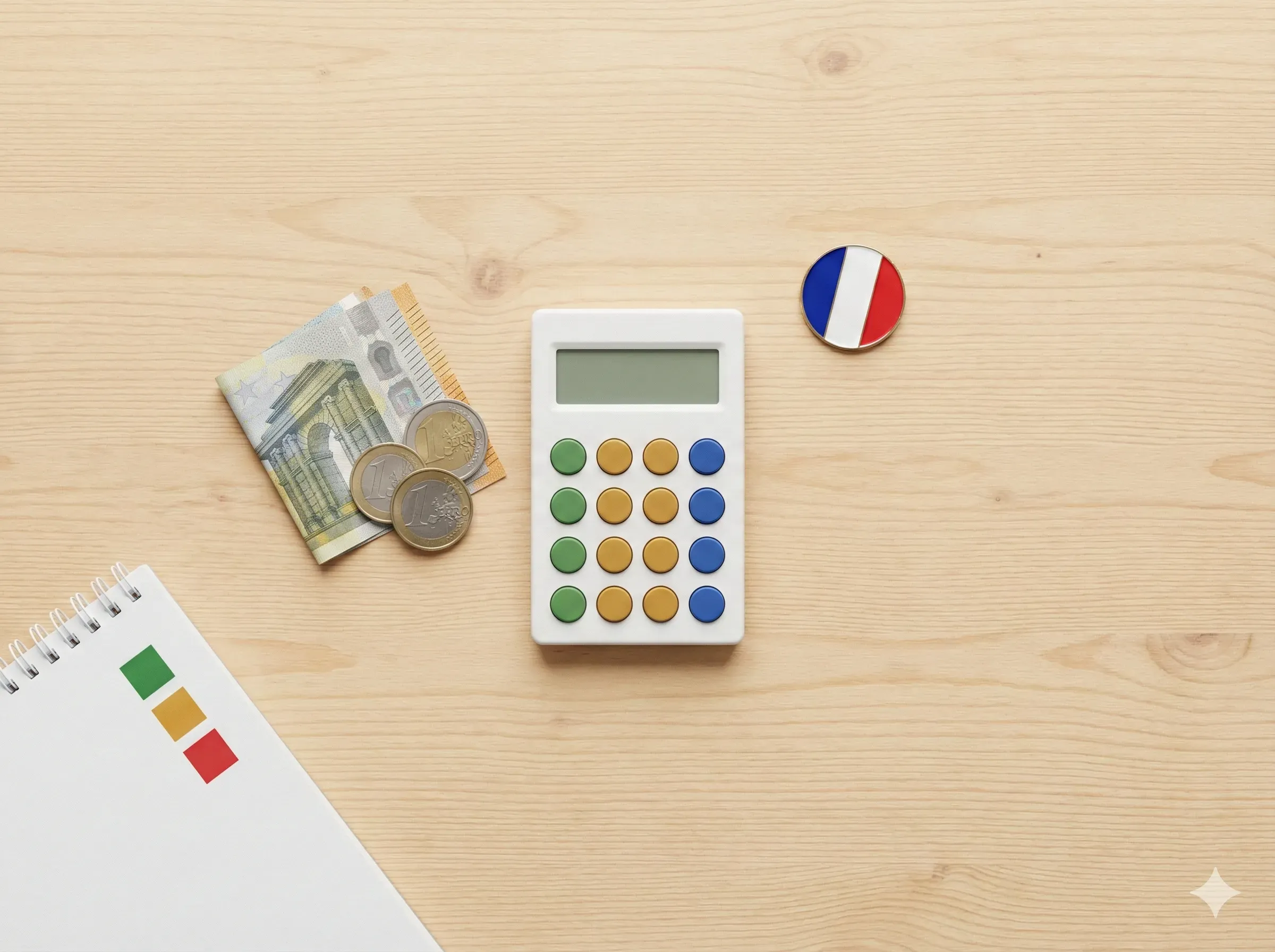 Pictogramme de calculatrice avec le montant de 70 euros pour l'examen civique.